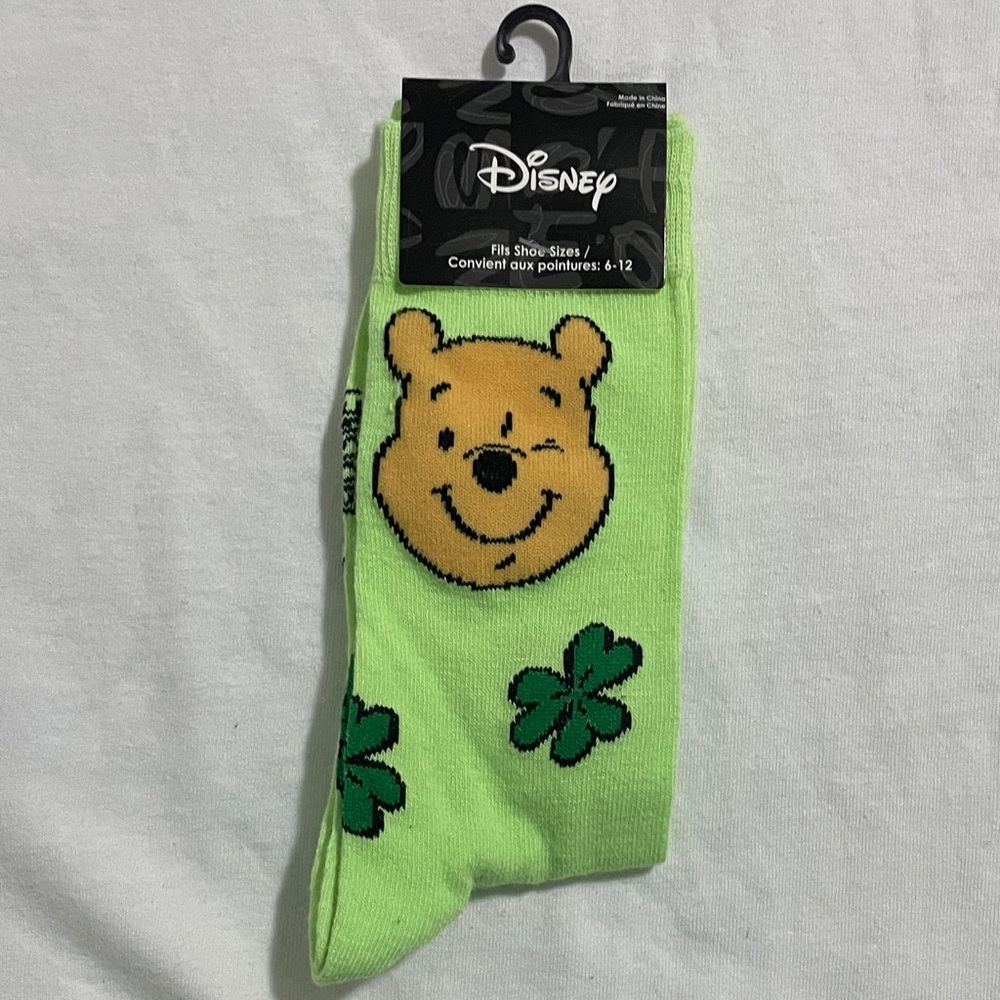 Disney Lime Green Winnie the Pooh Crew Socks